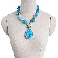 КольеSL (Агат+бирюза, керамика) 71080/3390 арт.10103081 Россия