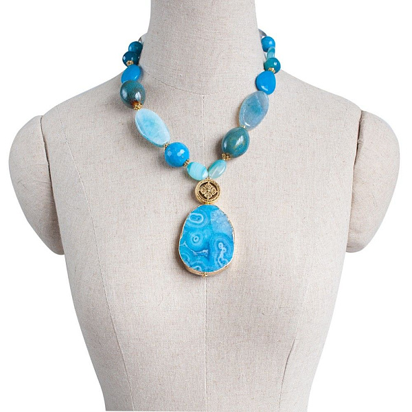 КольеSL (Агат+бирюза, керамика) 71080/3390 арт.10103081 Россия