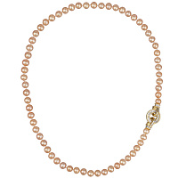 Колье (Жемчуг нежный персик 7-8мм,цирконы, г/п: золото 50 см) Uvelina NR73 0067G-50N