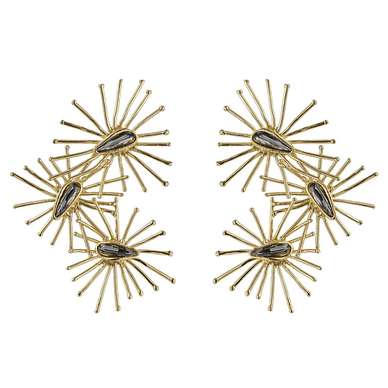 картинка Серьги (кристаллы графит, г/п: золото, 8.7х4 см, 34гр) Греция Kalliope 002 02 084 ювелирный  магазин Калина являющийся официальным дистрибьютором в России 