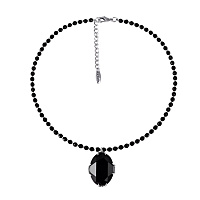 Колье (Кристаллы SV черный, агат, г/п: родий) 6600 Испания VS00 0018-01f3 Uvelina