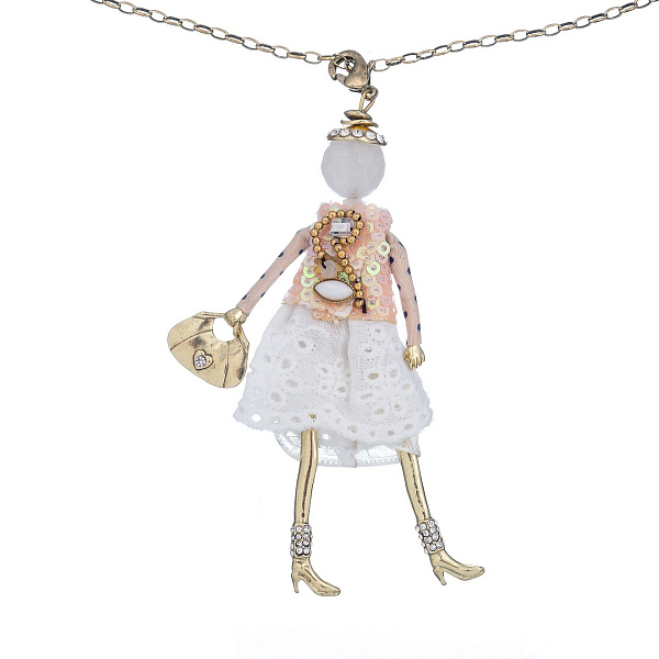 Подвеска (кукла Ванесса в белой юбке и жилетке с пайетками, золот.) MIA-2401-CL5580 Франция MiAmelie