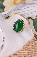 Кольцо (кристаллы белые, агат, 3,2х2,6 см) Италия Claudio Canzian 002 01 568