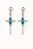Серьги Ciclon 265600-07 (кристалл бирюзовый, г/п: серебро, 4х2 см) Испания Cruz