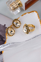 Кольцо (Кристалл медовый, 1,8х1,3 см, регулируется) Италия Claudio Canzian 002 01 562