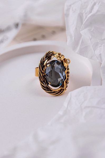 Кольцо Клавдия (кристалл серый с голубым блеском, 2,7х2 см) Италия Claudio Canzian 002 01 126