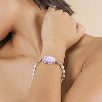 Браслет Lavender (раковина Placuna,жемчуг,лабрадорит, до 19 р) 13-44151 Франция Nature Bijjoux