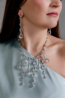 Колье Сосульки (кристаллы прозрачные, г/п:родий, 47,5 см) Италия  Claudio Canzian 002 05 774