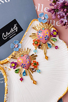 Серьги Сердце эмаль, кристаллы разноцветные, 8х4.7 см Италия CELESTE G