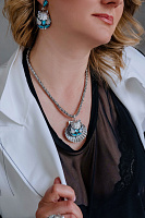 Колье Круиз (кристаллы бирюзовые, белый опал) Италия Claudio Canzian 002 05 776