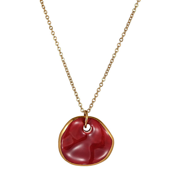 картинка Колье (керамика бордо, г/п: золото, длина 46.5 см, 2.4х2.2 см) Испания 01905008 Maximilianas ювелирный  магазин Калина являющийся официальным дистрибьютором в России 