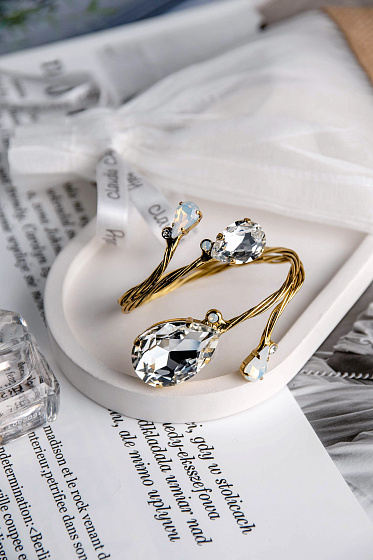 картинка Браслет Хромосомы (кристаллы прозрачный, белый опал, регулируется) Италия Claudio Canzian 002 04 225 ювелирный  магазин Калина являющийся официальным дистрибьютором в России 