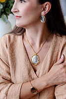 Серьги REFLET (перламутр, 9,3 гр, 3 см, г/п: золото) 12-32221 Франция Ori-Tao