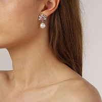 Серьги VERONICA SS CRYSTAL (кристалл прозр., персик, майорка, г/п: родий) Дания DYRBERG/KERN 440027