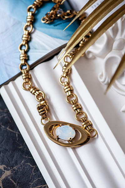 Колье Планета (кристалл белый опал) Италия  Claudio Canzian 002 05 559