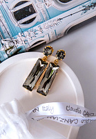 Серьги (кристаллы графит, 4,4х1см, 13 гр.) Италия Claudio Canzian 002 02 713