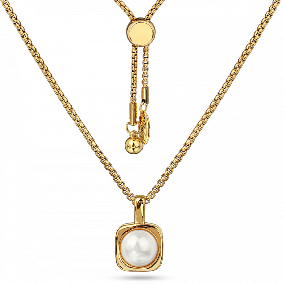 картинка Кулон Теннис (майорка белая, г/п: золото 8 мм, 70 см, длина регулируется) Uvelina SW00 0011G-01P1 ювелирный  магазин Калина являющийся официальным дистрибьютором в России 