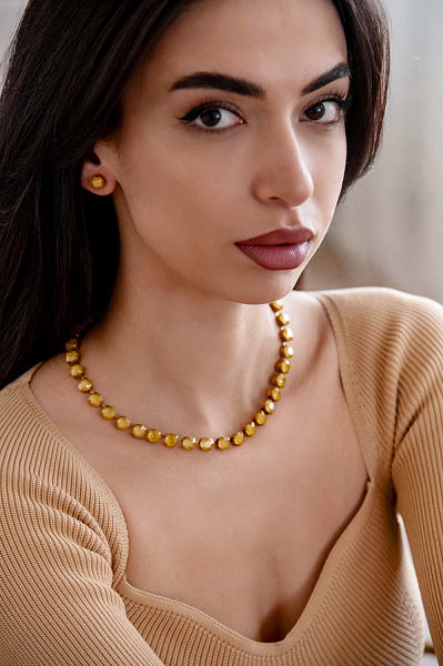 Колье (дынно желтый кристалл, 41+5 см) Италия  Claudio Canzian 002 02 325