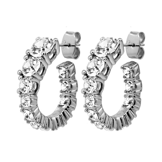 картинка Серьги KOLOS (кристалл прозрачный, г/п: серебро, 2.3х0,5 см) Дания DYRBERG/KERN 480024 ювелирный  магазин Калина являющийся официальным дистрибьютором в России 