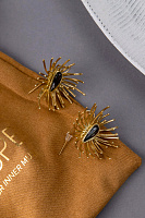 Серьги (кристаллы графит, г/п: золото, 5х3,5 см, 20гр) Греция Kalliope 002 02 007