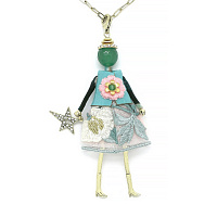 Подвеска (кукла Дениз, в юбке и голубой жилетке, золотистый) MIA-2602-CL8143 Франция MiAmelie