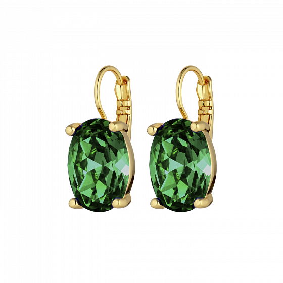 картинка Серьги CHANTAL (кристалл зеленый, г/п: золото, 1,7х1,2 см) Дания DYRBERG/KERN 430079 ювелирный  магазин Калина являющийся официальным дистрибьютором в России 