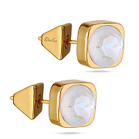 Пусеты Теннис (кристаллы белый опал, г/п: золото 8 мм) Испания SW00 0010G-129E1