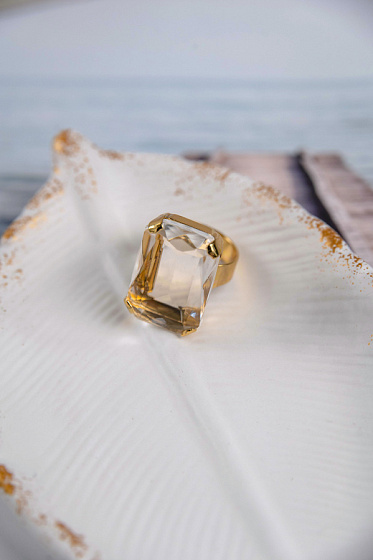 картинка Кольцо (баварское стекло, кристалл прозрачный, 2,5х1,7см) Италия Claudio Canzian 002 01 491 ювелирный  магазин Калина являющийся официальным дистрибьютором в России 