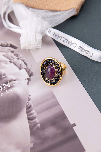 Кольцо (кристаллы сиреневые, аметист, 2,9х2,4 см) Италия Claudio Canzian 002 01 569