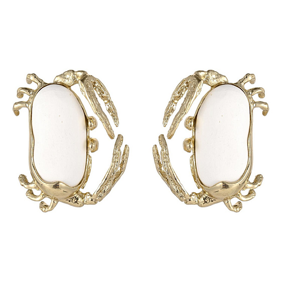 картинка Серьги Краб (ювелирная смола, г/п: золото, 4х3см, 26 гр.) Греция Kalliope 002 02 104 ювелирный  магазин Калина являющийся официальным дистрибьютором в России 