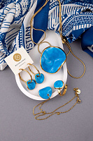 Колье (керамика голубой, г/п: золото, длина 60 см, 5х4.7 см) Испания  01905014 Maximilianas