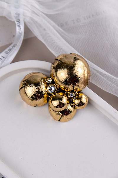 Брошь Сферы (кристалл прозрачный, 5.9х4,5 см, 21 гр.) Италия Claudio Canzian 002 11 173