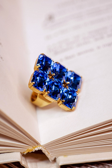 картинка Кольцо Энигма (кристалл синий, 3х2,5 см, регулируется) Италия  Claudio Canzian 002 01 417 ювелирный  магазин Калина являющийся официальным дистрибьютором в России 