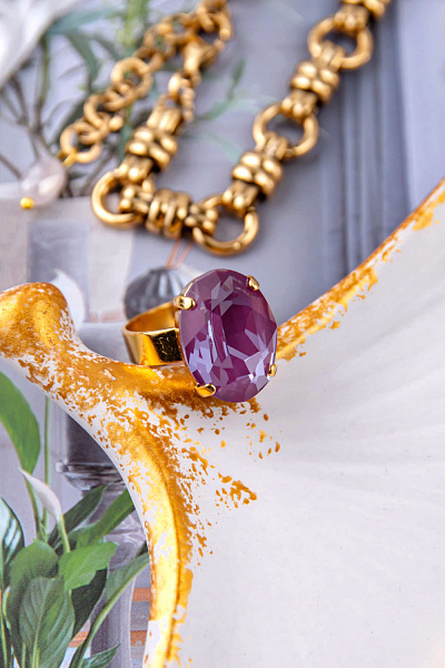 Кольцо (кристалл орхидея, 1,8х1,3 см) Италия Claudio Canzian 002 01 127