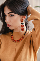 Серьги Tigris (тигровая ципрея, агат, латунь) 12-79555 Франция Nature Bijjoux 