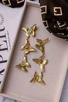 Серьги (кристаллы разноцветные, г/п: золото, 10.7х3.3см, 28 гр.) Греция Kalliope 022 02 102