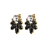 Серьги DRAGO (кристалл черный, прозрачный, г/п: золото, 3,5х2,5 см) Дания DYRBERG/KERN 470021