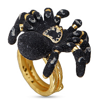 Кольцо Паук маленький ( эмаль матовая черная,г/п: золото от 18 р регулир.) Uvelina EX00 0040GB-00R