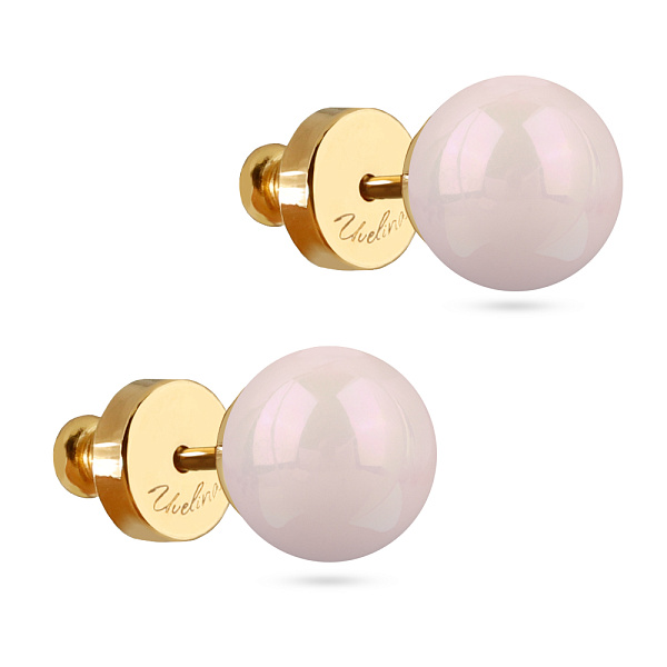 Пусеты Акварель (Майорка розовая, 8мм, г/п: золото) MG00 0001G-02E Uvelina