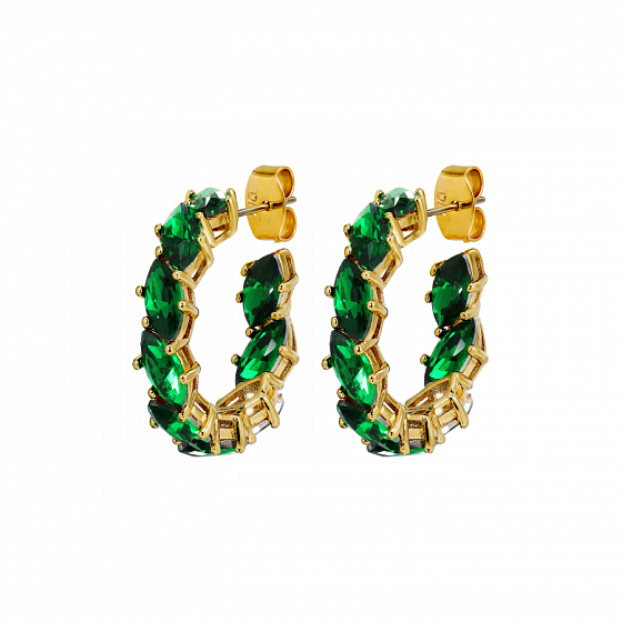 картинка Серьги TAMARIN (кристалл зеленый г/п: золото, 2,5х0,5 см) Дания DYRBERG/KERN 470017 ювелирный  магазин Калина являющийся официальным дистрибьютором в России 