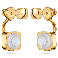 Серьги Теннис(кристаллы белый опал хамелеон, г/п: золото 8 мм) Испания Uvelina SW00 0006G-129E