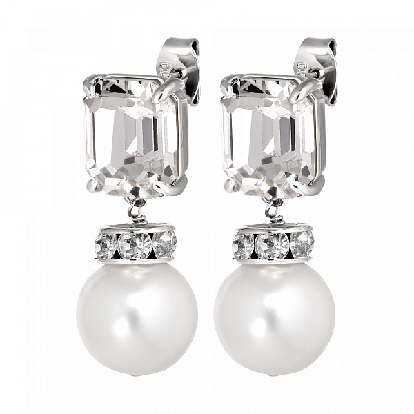 Серьги WALI (кристалл прозрачный, майорка, г/п: родий, 2,8х1 см) Дания DYRBERG/KERN 460021