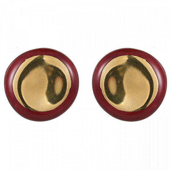 картинка Пусеты (керамика бордо, г/п: золото, 2х2см, 6 гр.) Испания 01902038 Maximilianas ювелирный  магазин Калина являющийся официальным дистрибьютором в России 