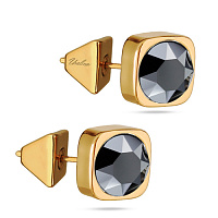 Пусеты Теннис (кристаллы гематит, г/п: золото 8 мм) SW00 0010G-027E1 Uvelina 