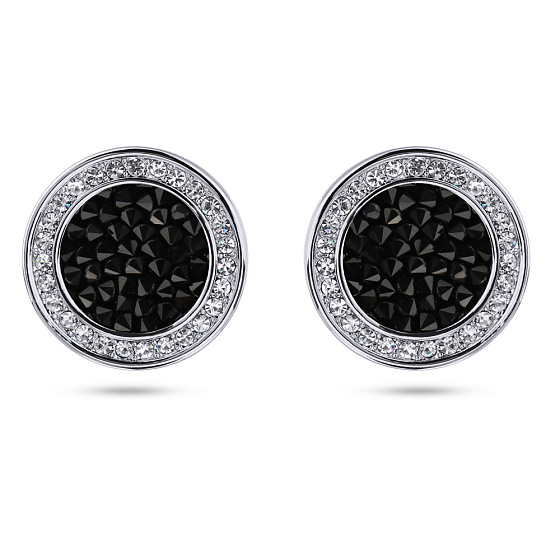 картинка Пусеты Галактика (кристаллы черные, г/п: родий) Uvelina SW00 0060R-280E1 ювелирный  магазин Калина являющийся официальным дистрибьютором в России 