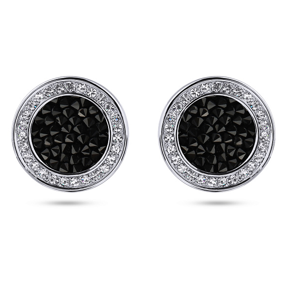 Пусеты Галактика (кристаллы черные, г/п: родий) Uvelina SW00 0060R-280E1