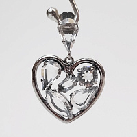 Серьги Сердца (кристалл прозрачный, г/п: родий, 4,3х3 см, 15 гр) Италия  Claudio Canzian 002 02 772