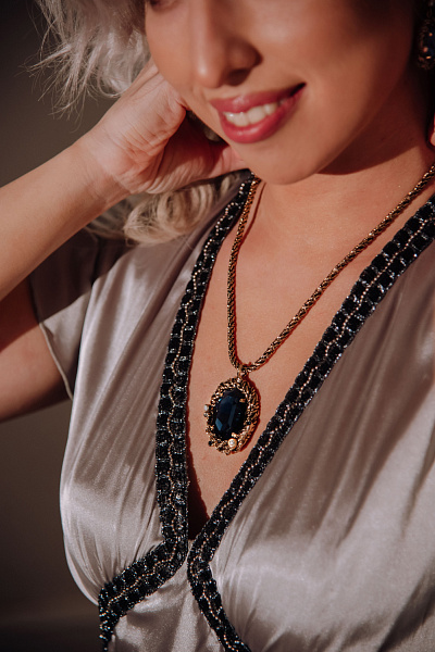 Колье Анастасия (сапфировый кристалл, дл.80 см, кулон 5х3,3 см) Италия Claudio Canzian 002 05 371