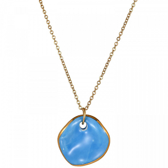 картинка Колье (керамика голубой, г/п: золото, длина 46.5 см, 2.4х2.2 см) Испания 01905008 Maximilianas ювелирный  магазин Калина являющийся официальным дистрибьютором в России 