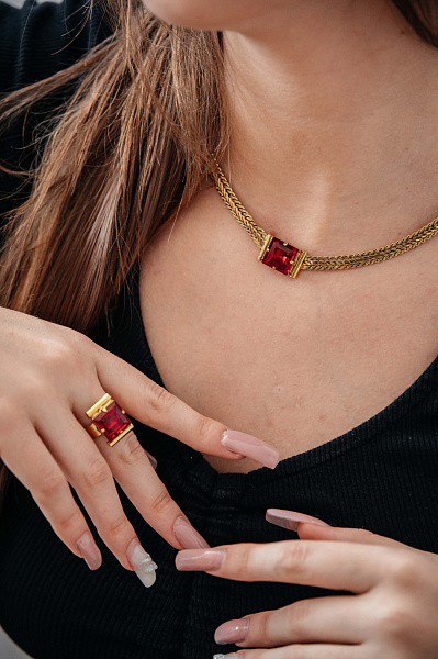 Кольцо (кристалл красный) Италия  Claudio Canzian 002 01 454